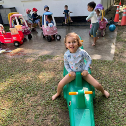 Victoire is enjoying the see saw!