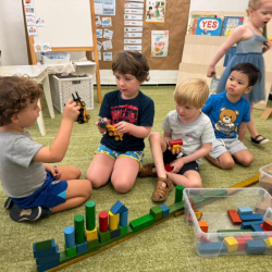 Boys are having fun with blocks