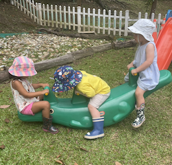 Having fun on the seesaw.