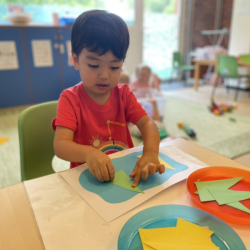 Niko is working on his Christmas art.