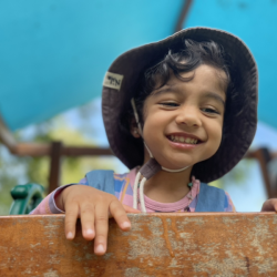 Nila is having fun on the pirate ship!