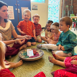 Ms Chris explaining Diwali.
