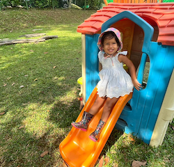 Ruhi is having fun in the garden.