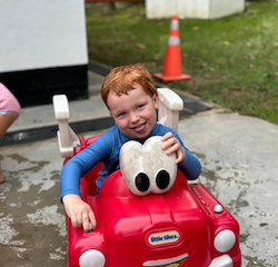 Sebby is driving around in his favourite car.