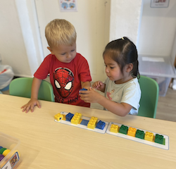 Eden and Marceli learning about patterns and colours.