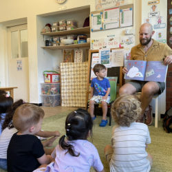 Jasper’s dad, Rob, was our mystery reader!