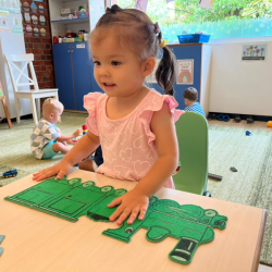 T is for train and Tahlia. 