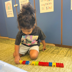 Una playing with Legos.