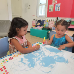 Hey, our drawings disappear on this magical mat!