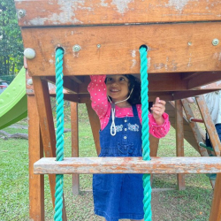 Nila is checking our playhouse!