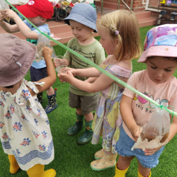 A fun water activity where we have to poke the bags with a toothpick and try to collect water.