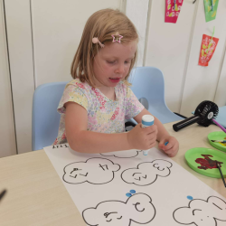 Let's dot the number on the clouds.