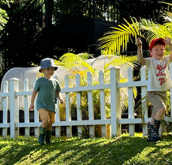 The boys enjoying outdoors together.