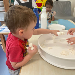 We made some cloud dough, they are very soft and smells nice.