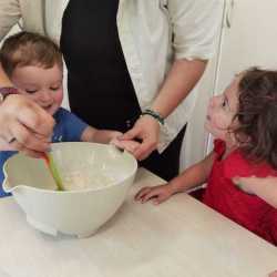 We made some delicious blueberry muffins.