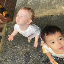 Arthur and Mateo looking at the rain!