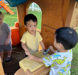 Daniel having some outdoor fun with Wesley & Arthur