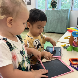 Eleanor and Mateo doing some drawing!