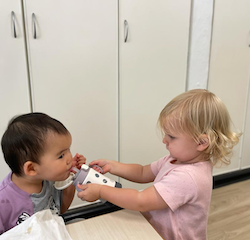 Eleanor is beginning to develop friendships with peers in the Sunbirds!