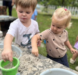 Johnny and Eleanor making some sand pies!