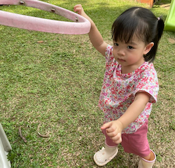 Maya loved exploring during outdoor play!