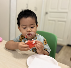 Wesley clearly enjoyed his cupcake!