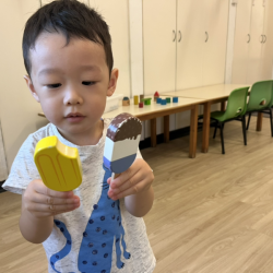 Daniel having an ice lolly frenzy!