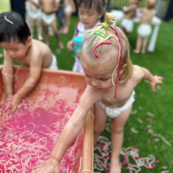 Eleanor loved getting pasta all over her friends!