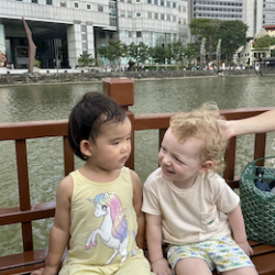 Enjoying the boat ride