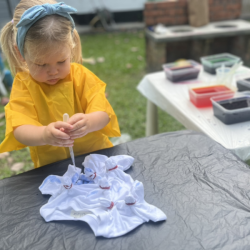 Olivia showing good fine motor skills