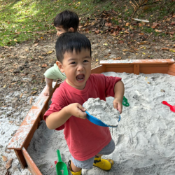 Wesley having the best time in the sandpit!
