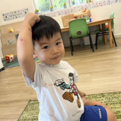 Wesley loves doing the actions of The Goldfish song!