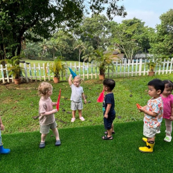 Sunbirds having fun outdoors.