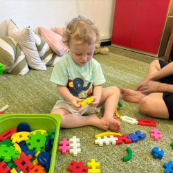 Arthur playing with waffle blocks!