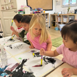 Celene and Olivia doing some water colour painting!