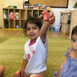 Kai picking the numeral 10 from the alphabet soup ‘t’ tray!