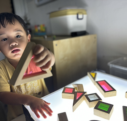 Mateo identifying a triangle!