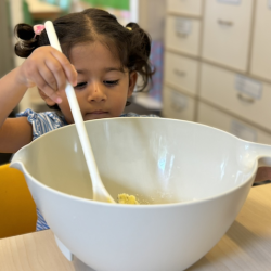 Nysha mixing the butter and sugar!